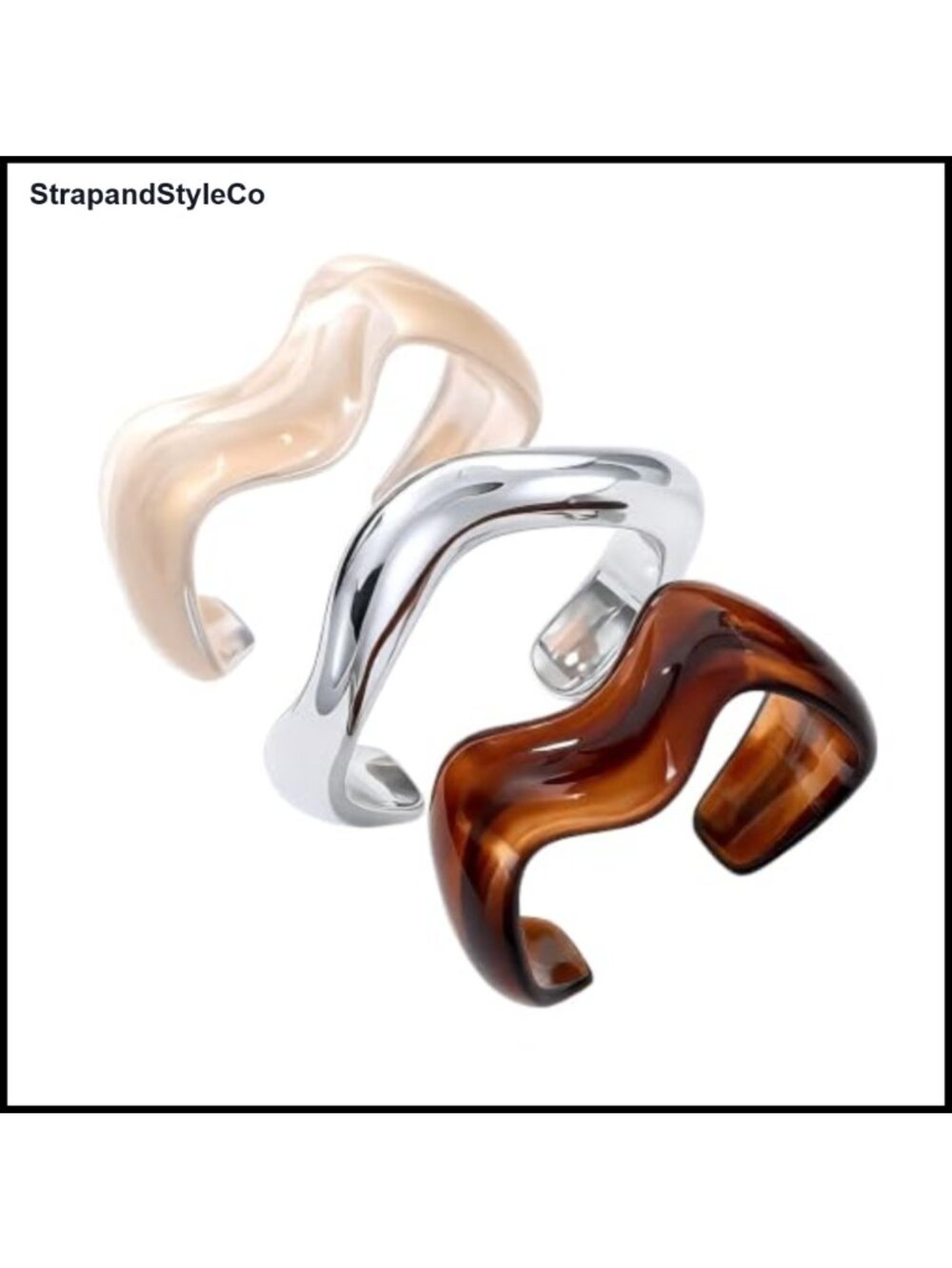 Chunky Acrylic Resin Bangle Set Irregular Stackable Cuff Bracelet